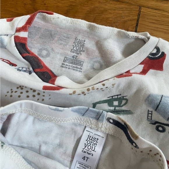 Carters Pajamas Long Johns Sleeve 4T Toddler Boy Truck Car Transportation Cotton - Picture 3 of 3